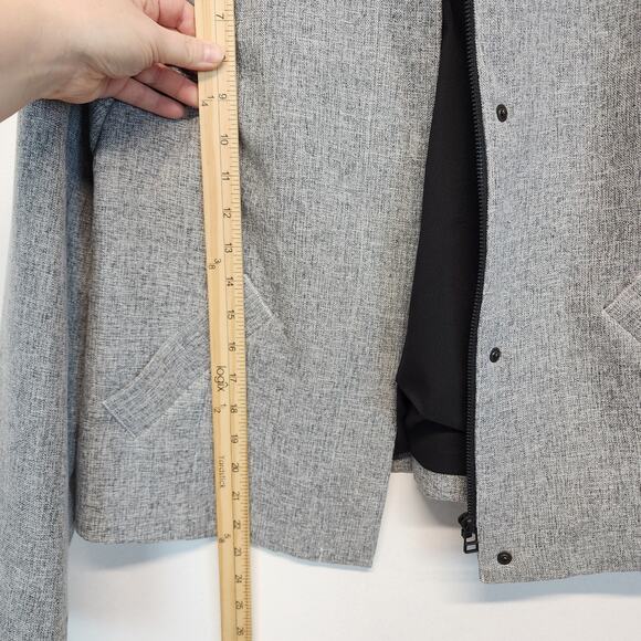 Halogen Full Zip Crosshatch Jacket Size M Gray Long Sleeve Minimalist Classic - Picture 12 of 14